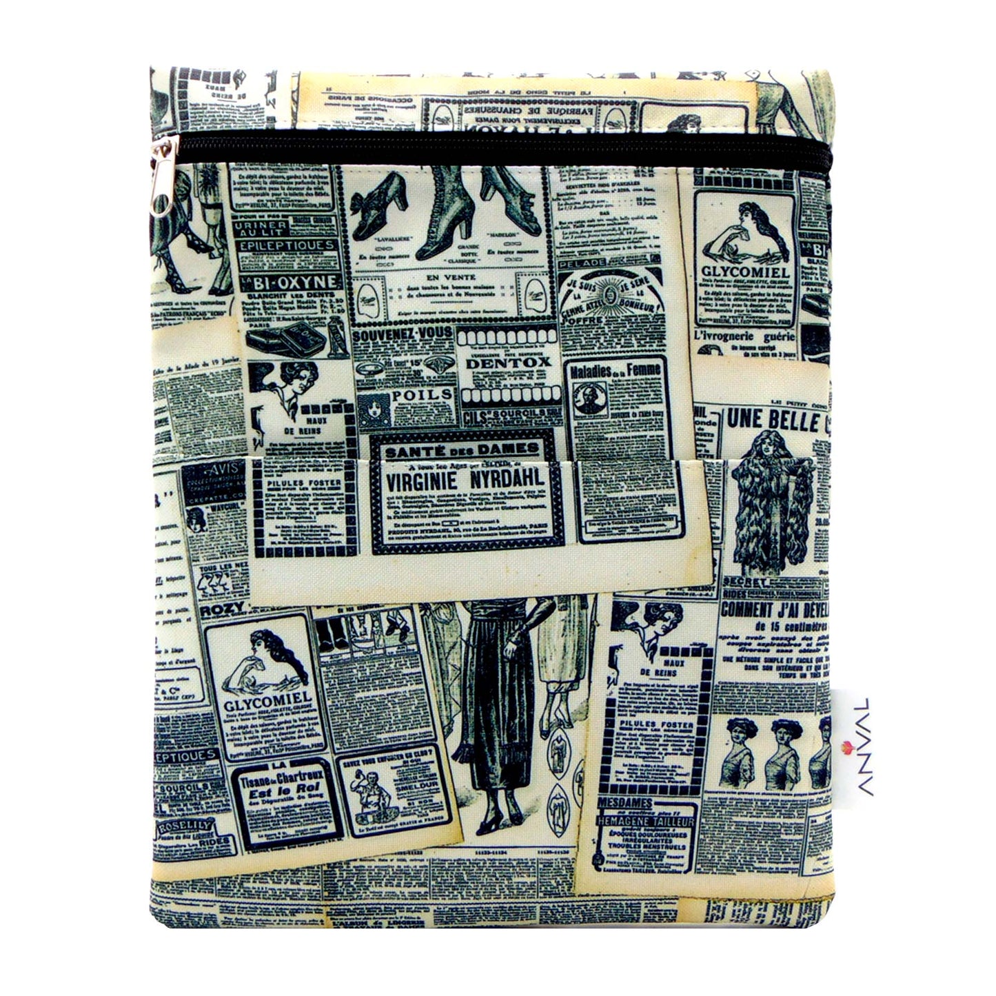 Funda para libro, Impermeable, con cremallera, bolsillo exterior