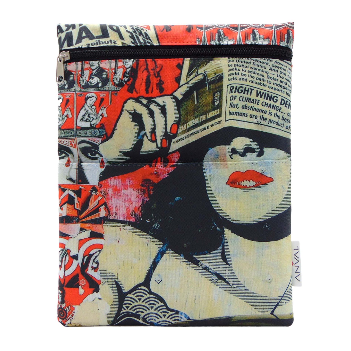 Funda para libro, Impermeable, con cremallera, bolsillo exterior