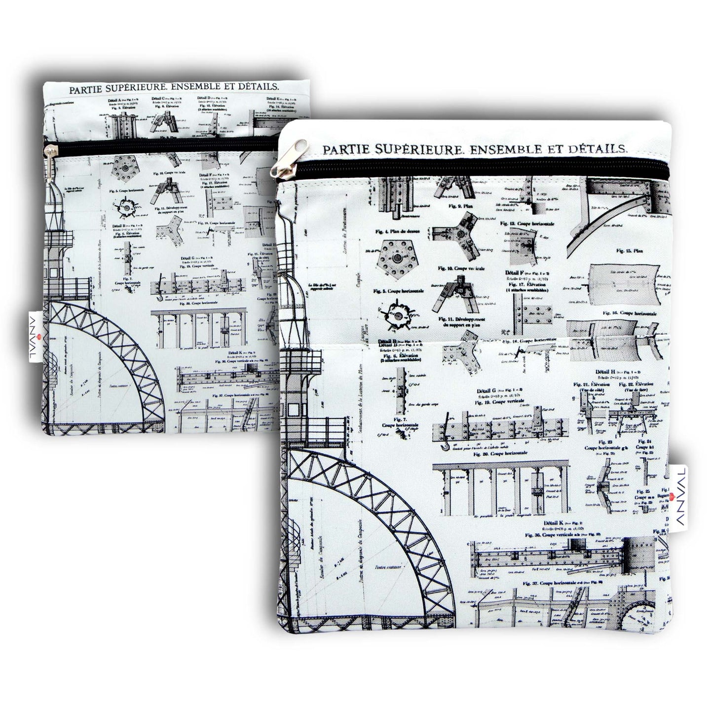 Funda para Libro, Impermeable, Interior Forrado,con Cremallera, Doble Bolsillo Exterior